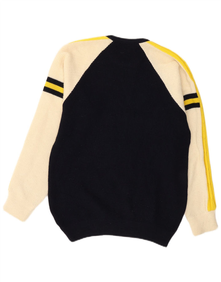 Good Luck Herren-Pullover mit Rundhalsausschnitt IT 50 Mittelschwarze Colourblock-Wolle
