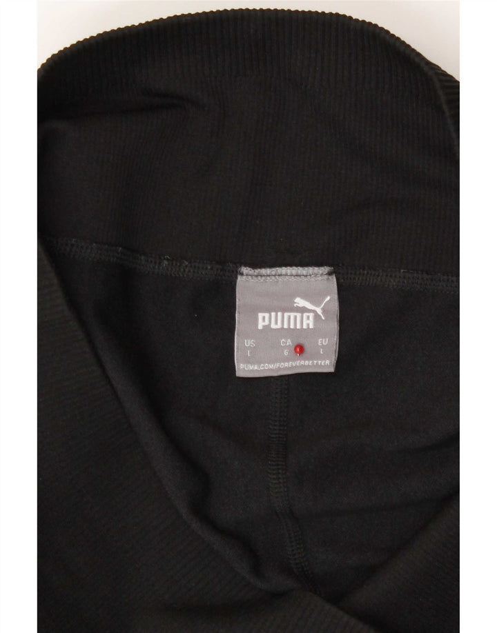 Puma Damen Graphic Leggings UK 14 Large Schwarz gestreift