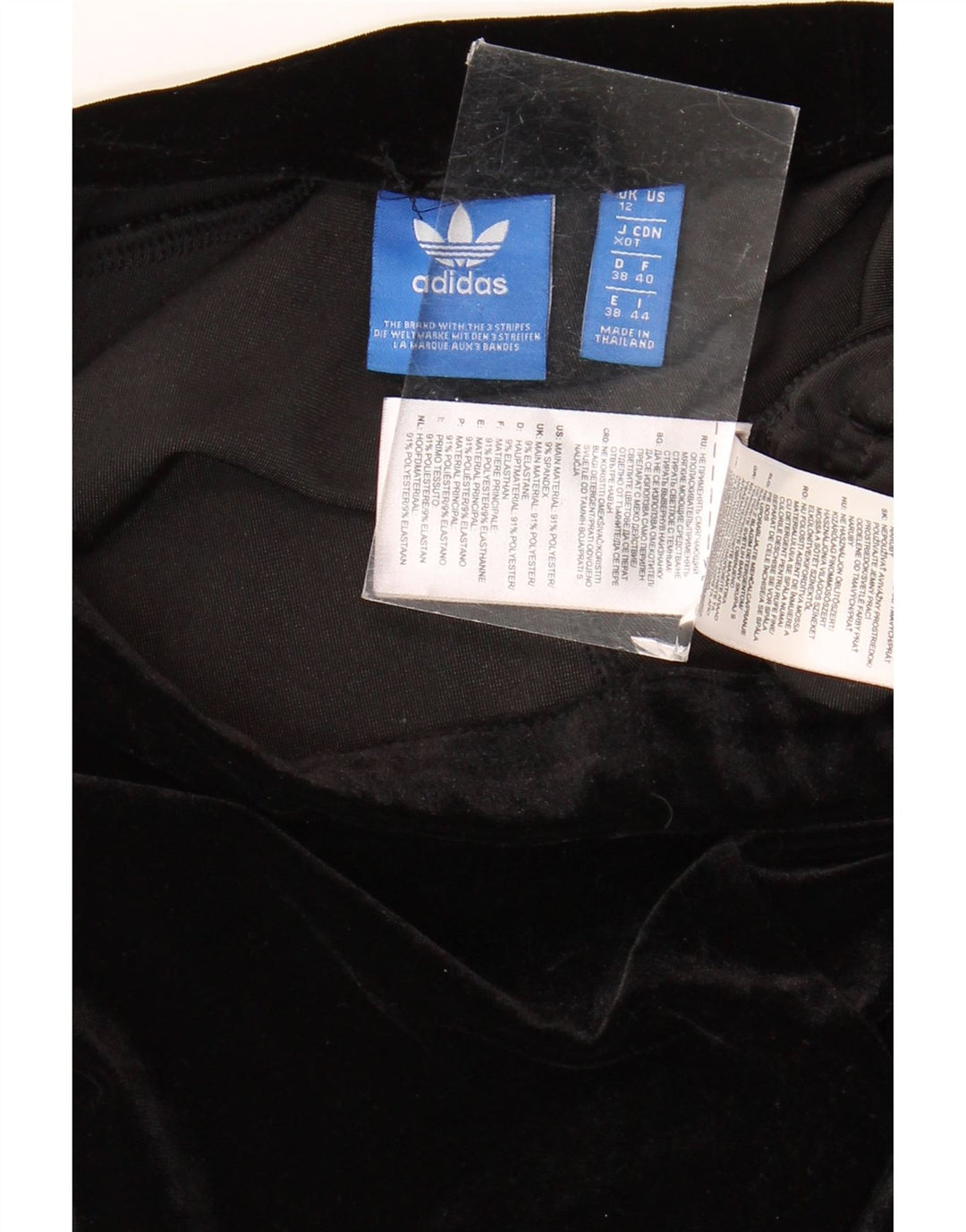 Adidas Damen Velours-Leggings UK 12 Medium Schwarz Polyester