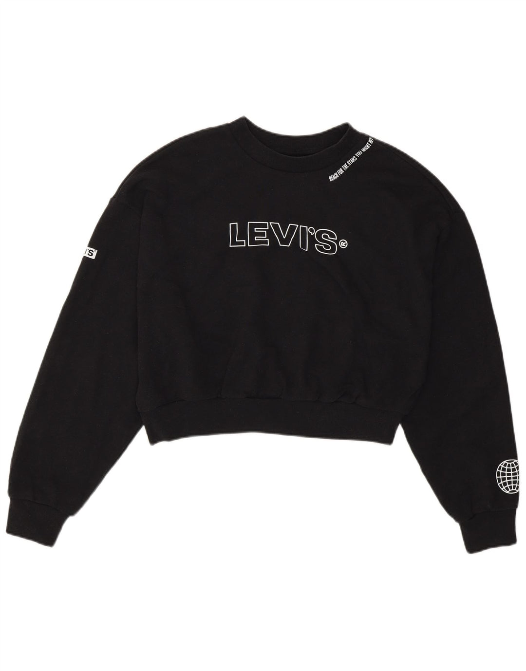Levi's Damen-Sweatshirt mit übergroßem Grafik-Crop-Sweatshirt, Gr. 6, XS, Schwarz