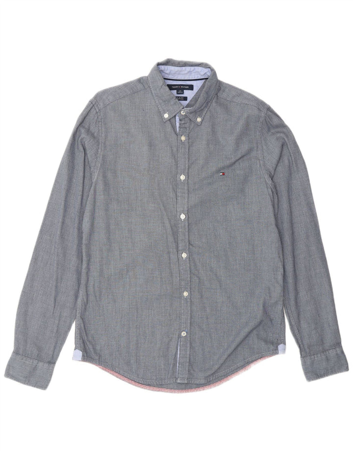 TOMMY HILFIGER Herren Slim Fit Hemd Small Marineblau Baumwolle