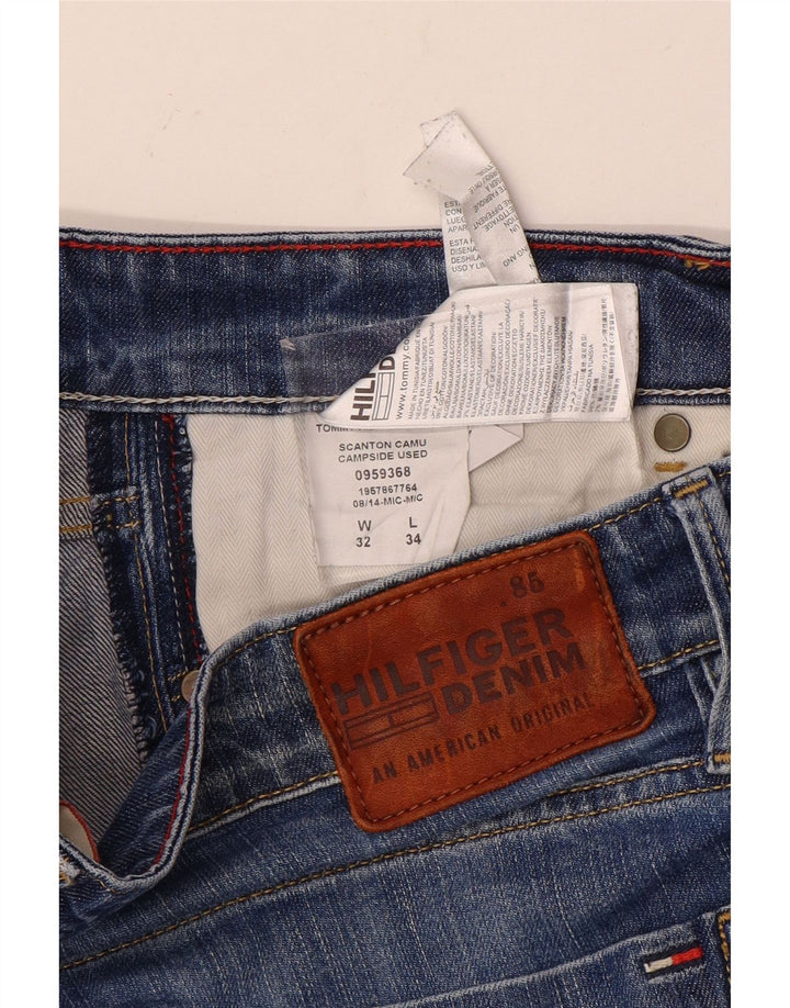 TOMMY HILFIGER Herren Distressed Slim Jeans W32 L34 Blaue Baumwolle