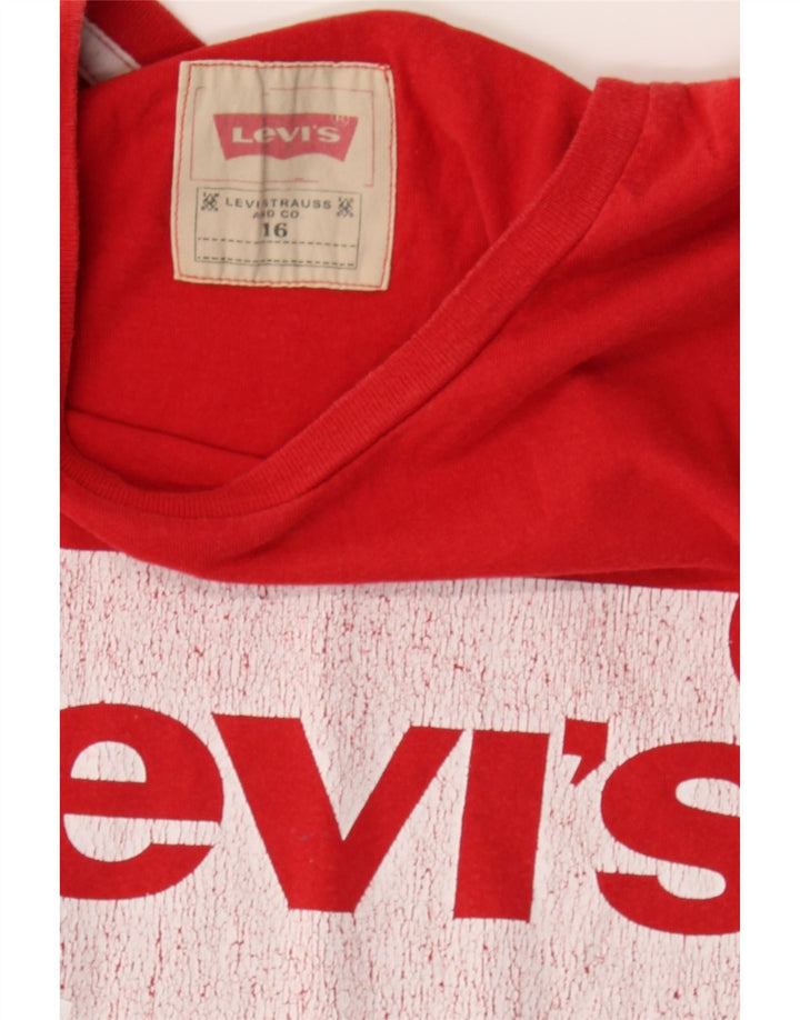 LEVI'S Boys Graphic T-Shirt Top 15-16 Years Red Cotton Vintage Levi's and Second-Hand Levi's from Messina Hembry 