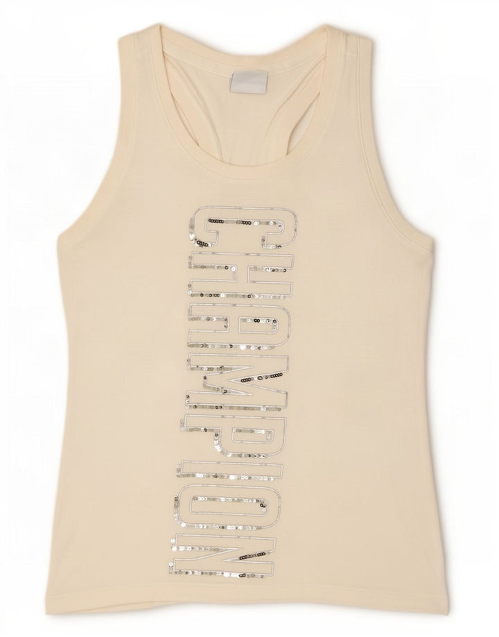 Champion Damen Grafik-Trägershirt UK 12 Mittelweiß