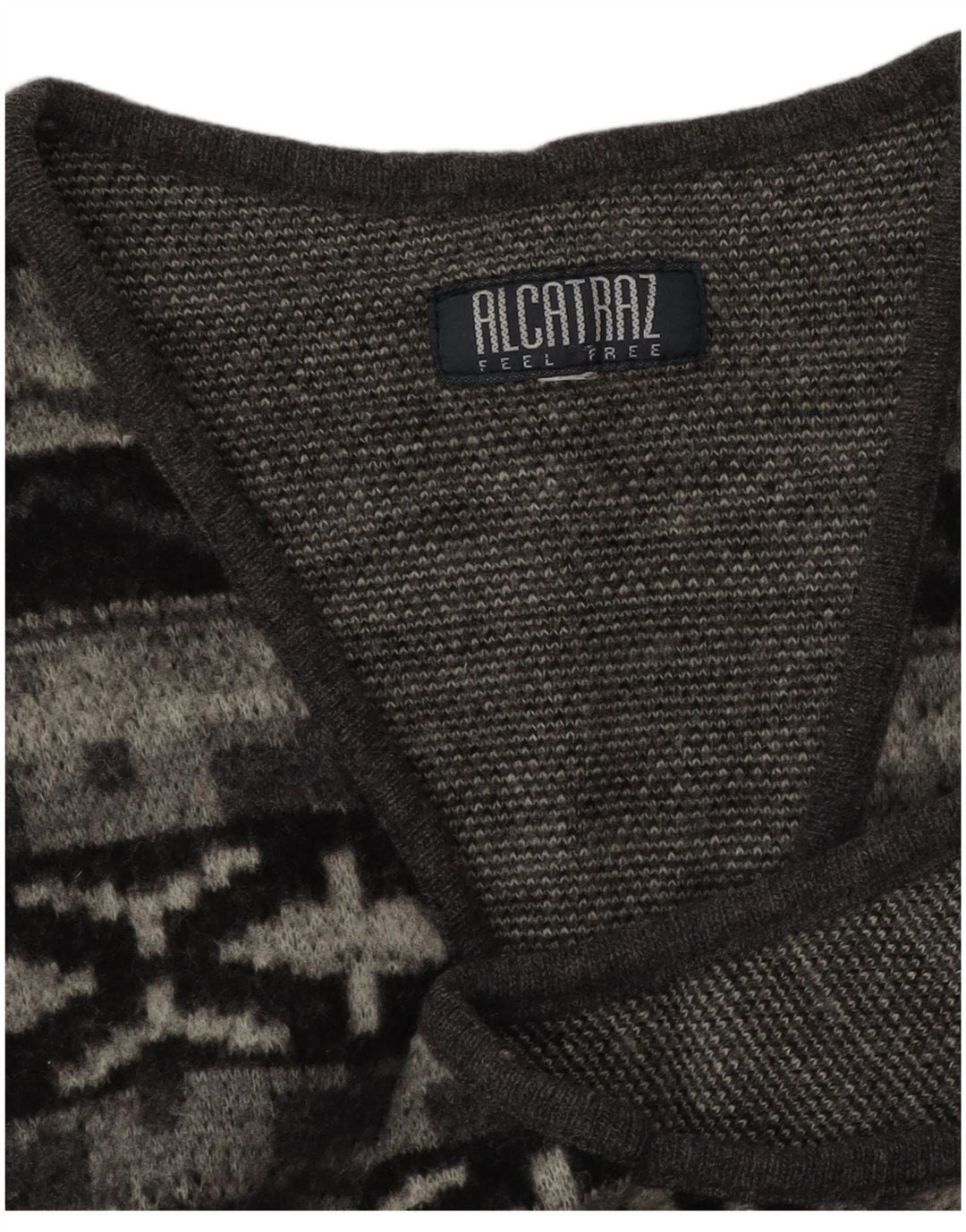 Alcatraz Herren-Cardigan, ärmellos, klein, grau, geometrisch