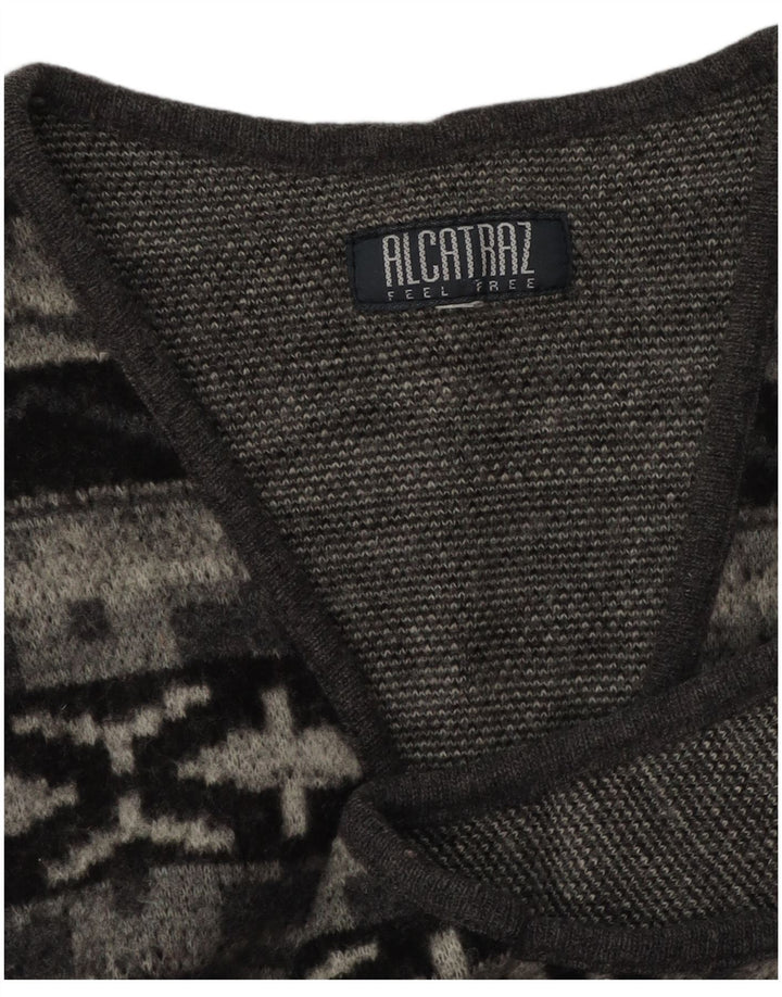 Alcatraz Herren-Cardigan, ärmellos, klein, grau, geometrisch