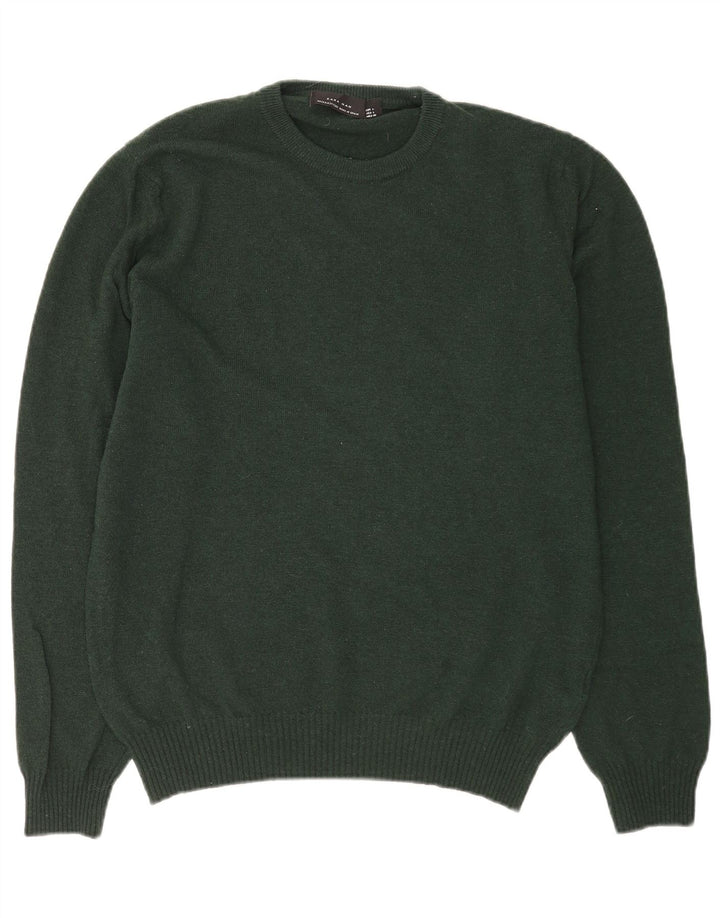 Zara Herren-Pullover mit Rundhalsausschnitt, große grüne Wolle