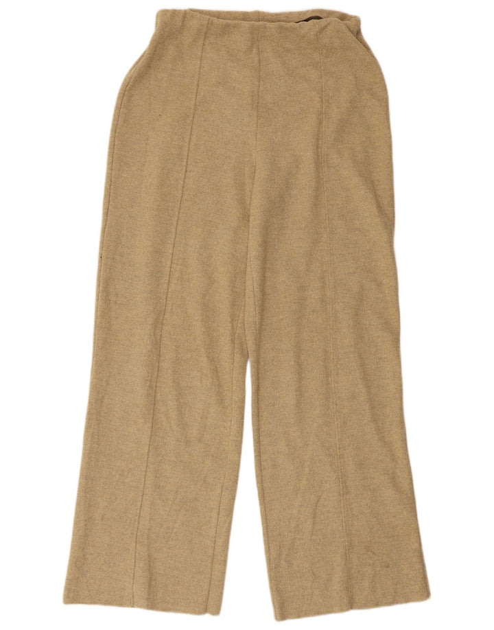 Zara Damen-Trainingshose mit hoher Taille, UK 12, mittelbeigefarbenes Polyester