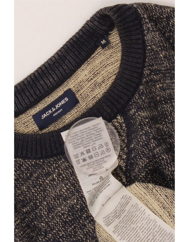 JACK & JONES Herren-Pullover mit Rundhalsausschnitt, mittelmarineblau gesprenkelte Baumwolle