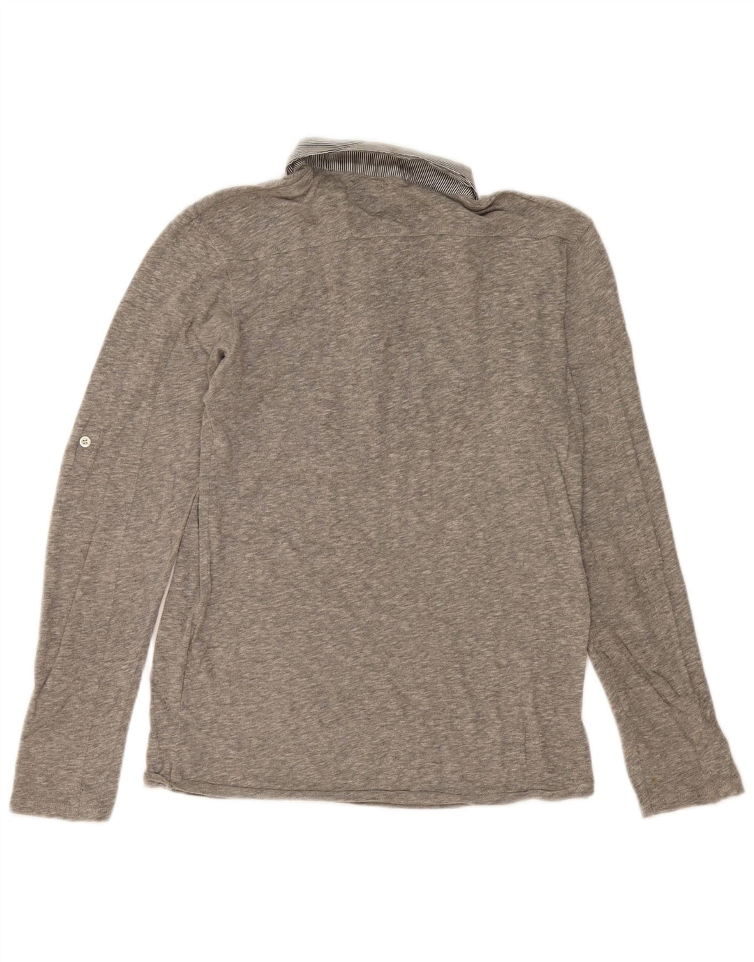 Zara Herren Langarm-Poloshirt Mittelgrau meliert