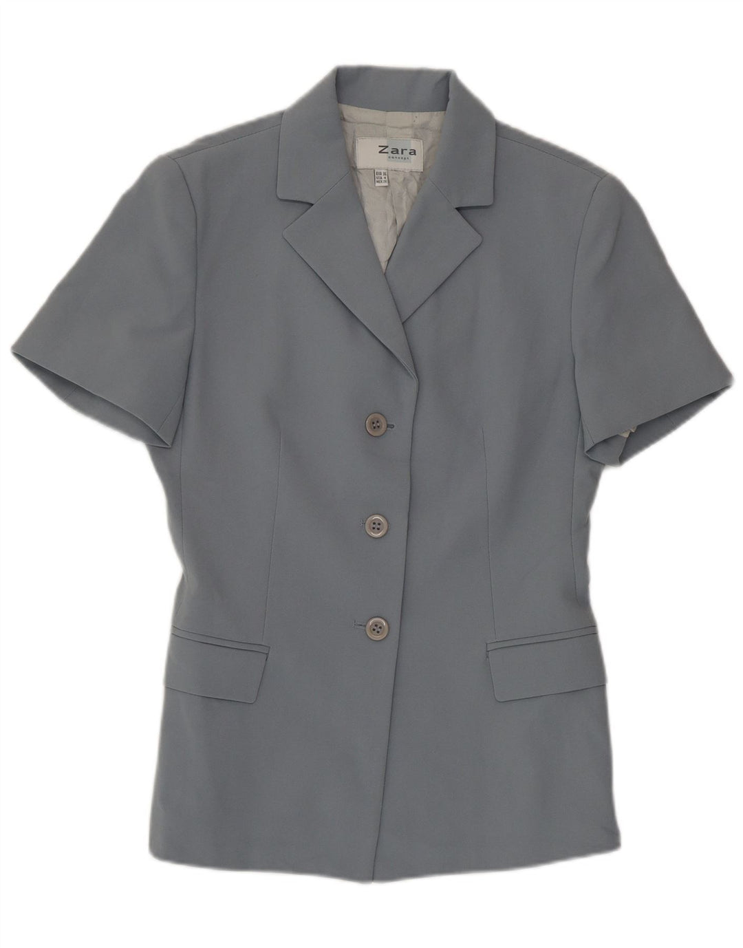 Zara Damen Kurzarm-Blazerjacke mit 3 Knöpfen, EU 36, XS, Grau