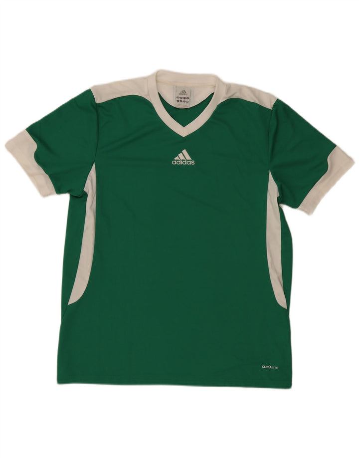 Adidas Herren Climalite T-Shirt Top Mittelgrünes Colourblock-Polyester