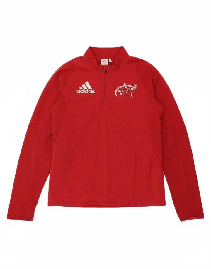 ADIDAS Boys Graphic Zip Neck Pullover Tracksuit Top 13-14 Years Red