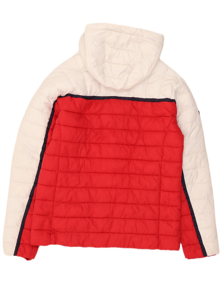 Superdry Wattierte Herrenjacke mit Kapuze, UK 40, Größe L, Weiß, Colourblock-Polyester