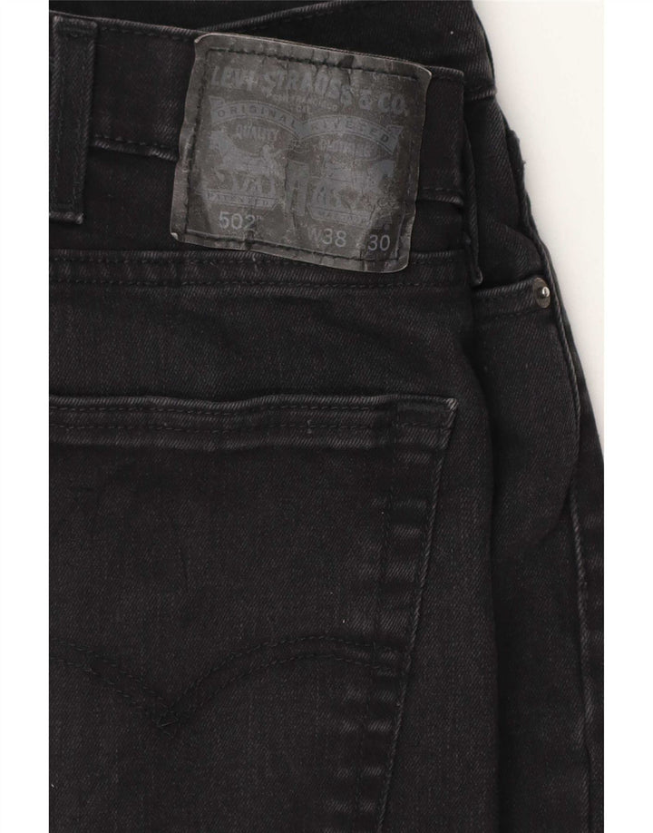 Levi's Herren 502 Tapered Jeans W38 L26 Schwarze Baumwolle