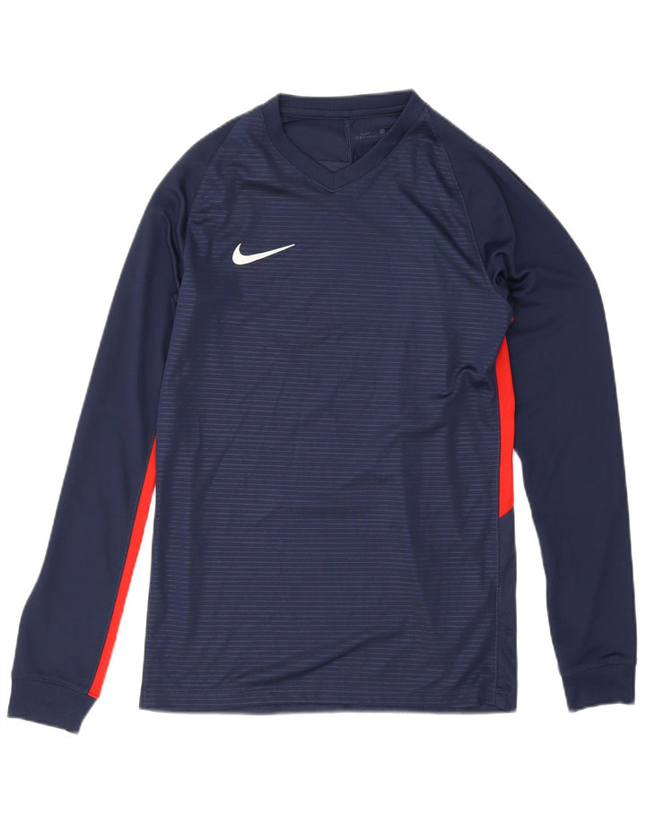 Nike Herren-Dri-Fit-Oberteil, langärmlig, klein, Marineblau, Farbblock-Polyester