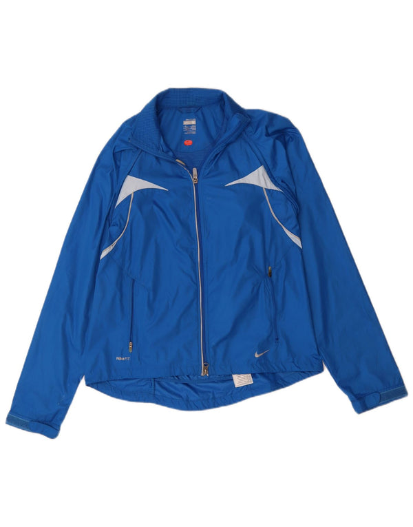 Nike Damen Regenjacke UK 10/12 Mittelblaues Colourblock-Polyester
