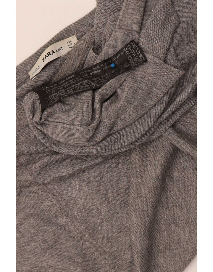 Zara Damen Bluse Top UK 14 Große graue Viskose