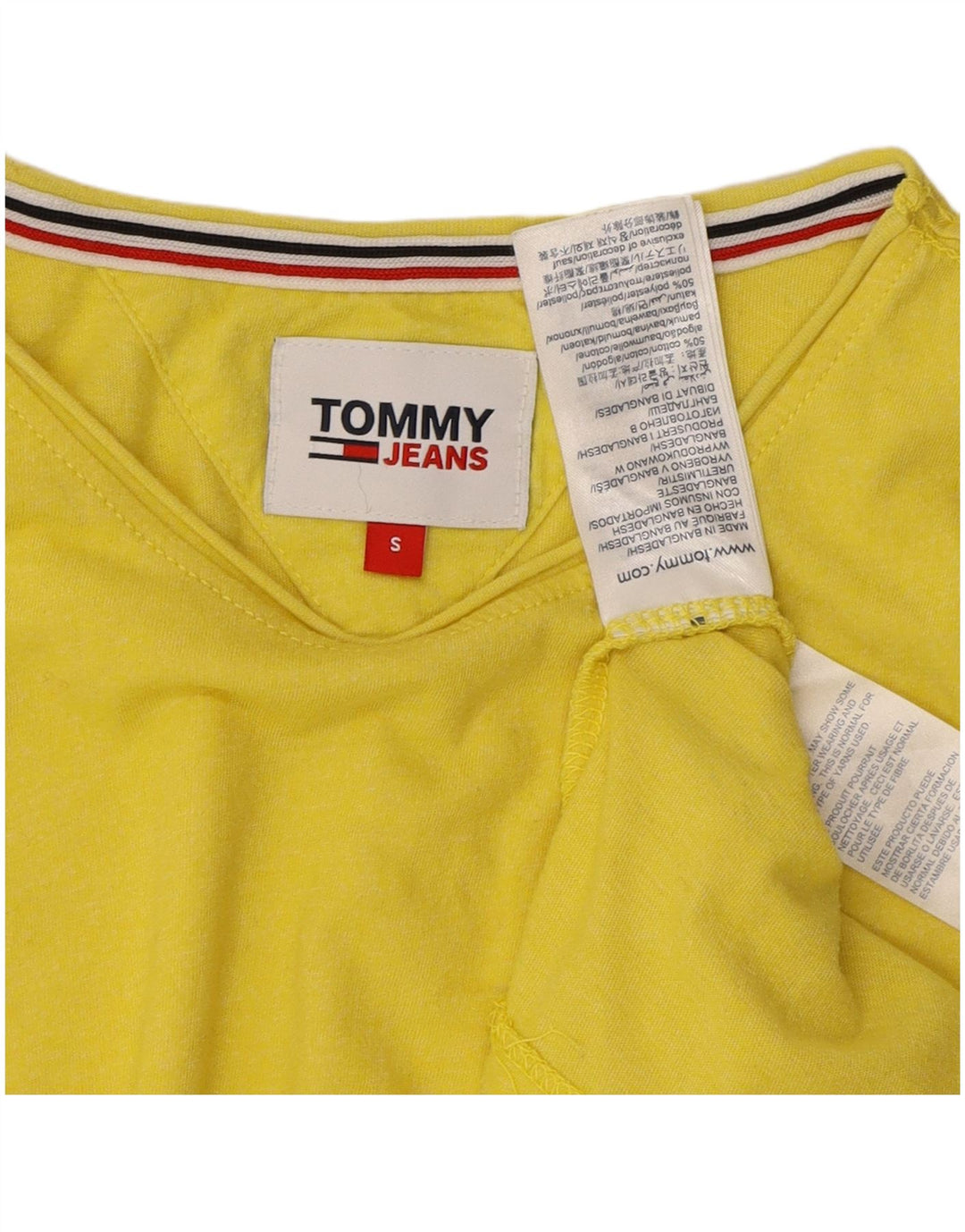 TOMMY HILFIGER Mens T-Shirt Top Small Yellow Cotton