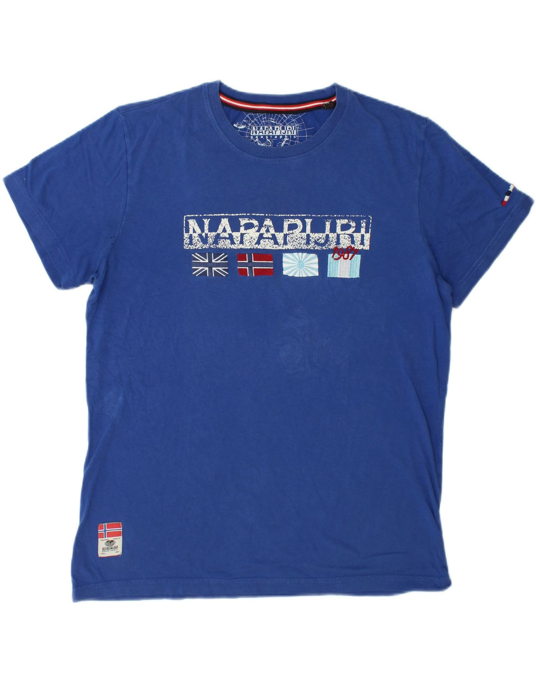 Napapijri Herren Grafik T-Shirt Top XL Blau