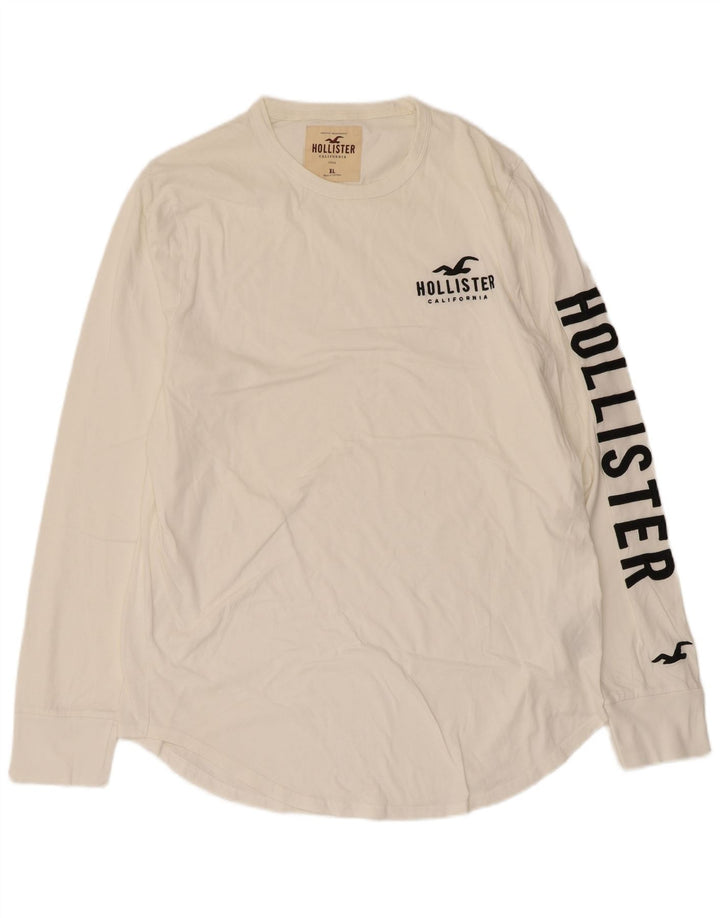 Hollister Herren Graphic Top Langarm XL Weiße Baumwolle