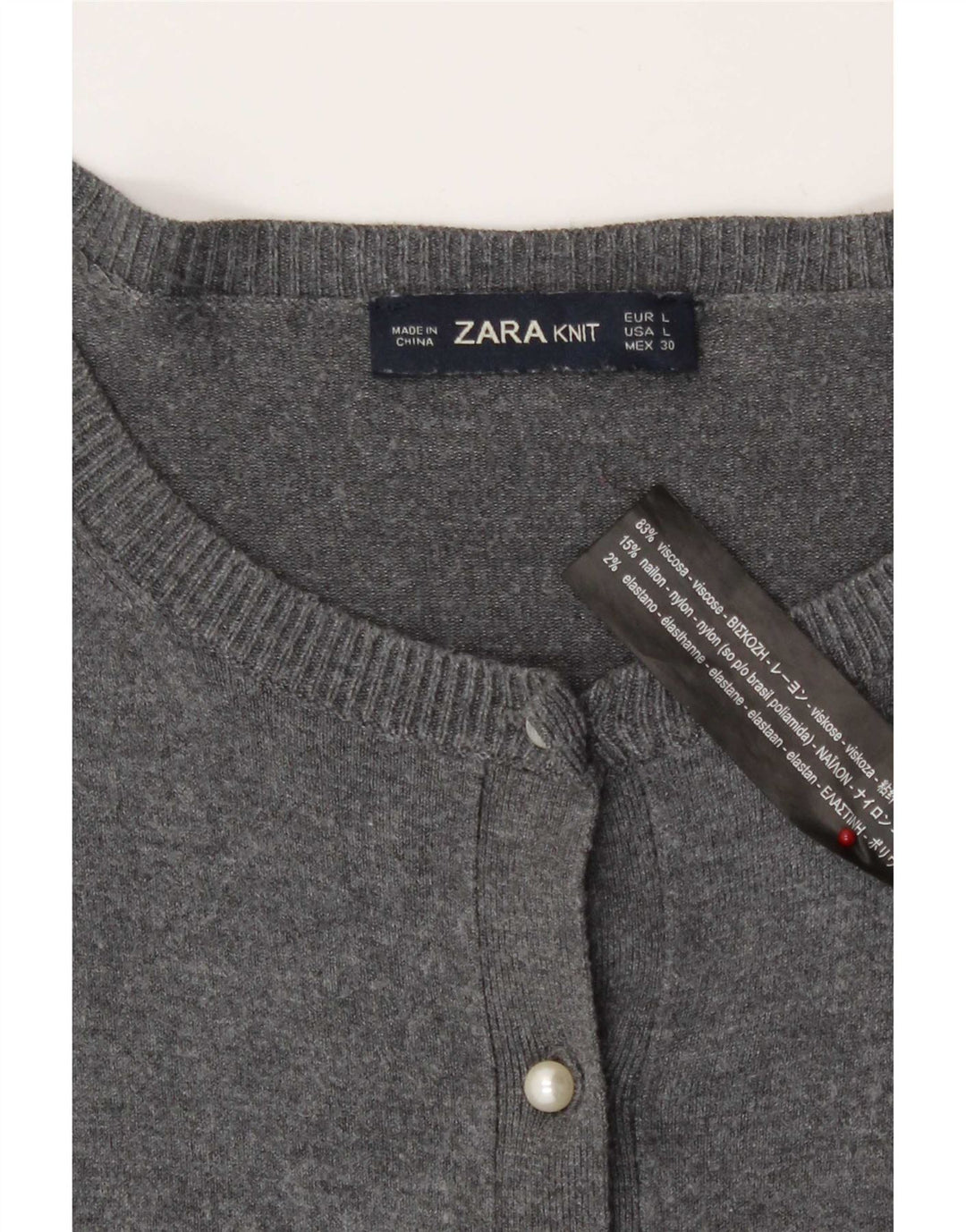 Zara Damen-Cardigan-Pullover UK 14 Große graue Viskose