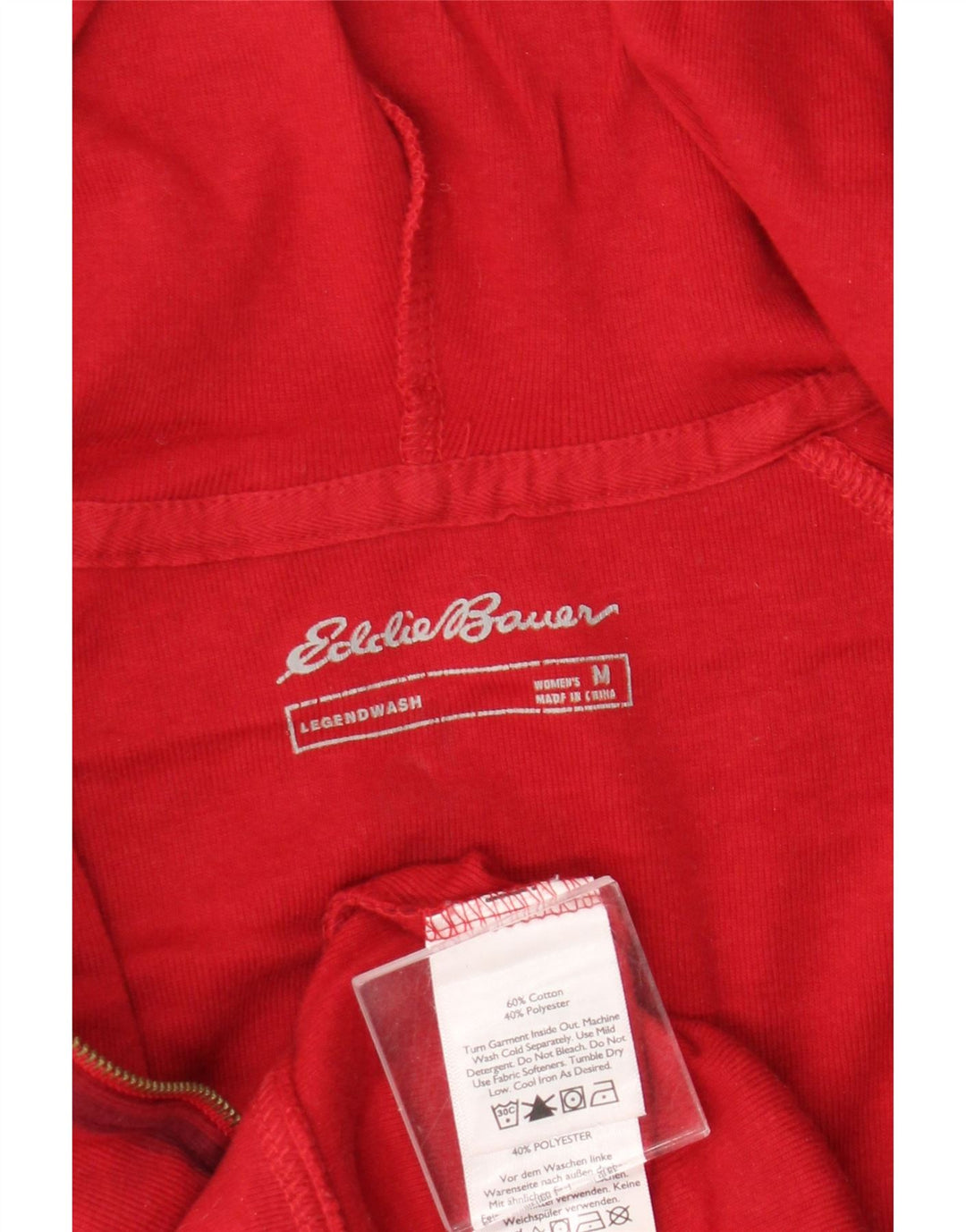 Eddie Bauer Damen-Kapuzenpullover mit Reißverschluss, UK 14, mittelrot, kariert, Baumwolle
