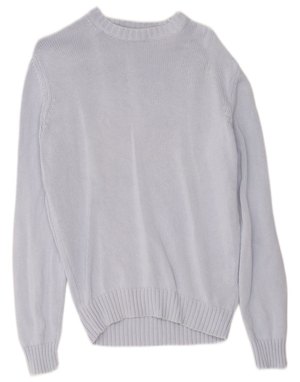 Zara Herren-Pullover mit Rundhalsausschnitt, mittelblaue Baumwolle