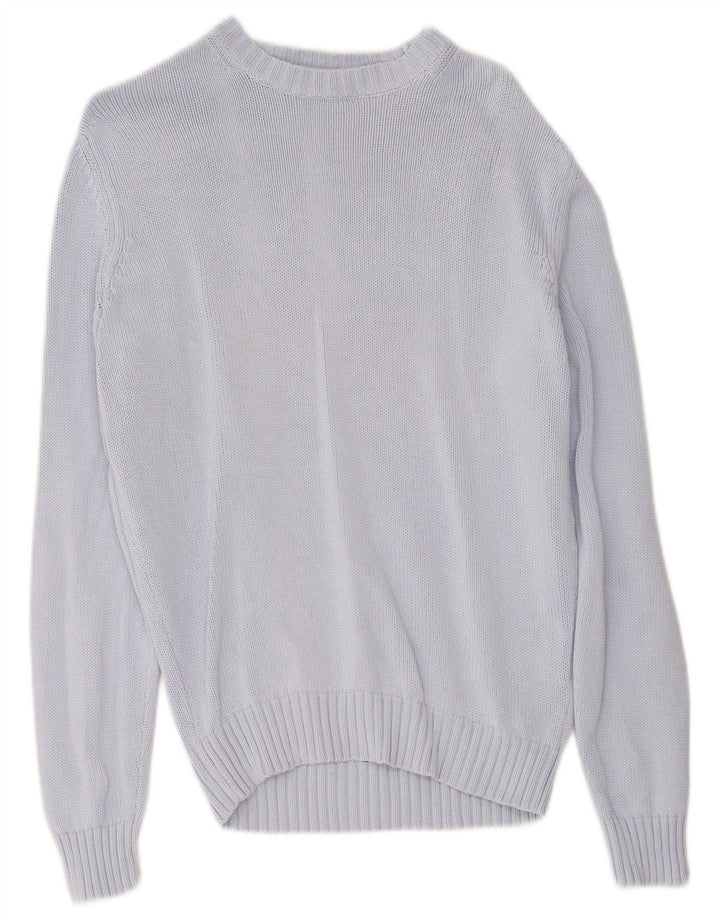 Zara Herren-Pullover mit Rundhalsausschnitt, mittelblaue Baumwolle