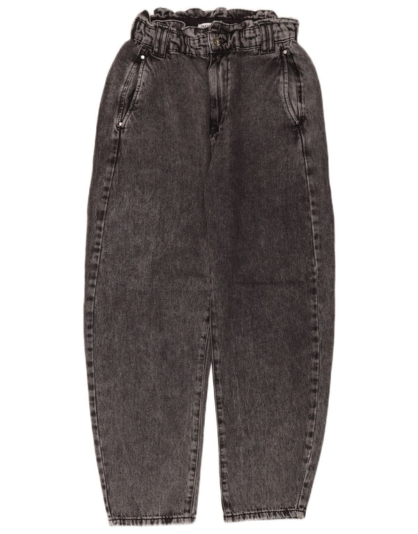 Zara Damen High Waist Tapered Jeans EU 38 Small W28 L28 Schwarze Baumwolle