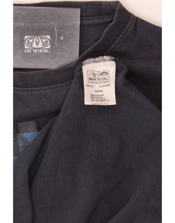 Animal-Grafik-T-Shirt-Oberteil für Herren, mittelgroß, marineblau, Baumwolle