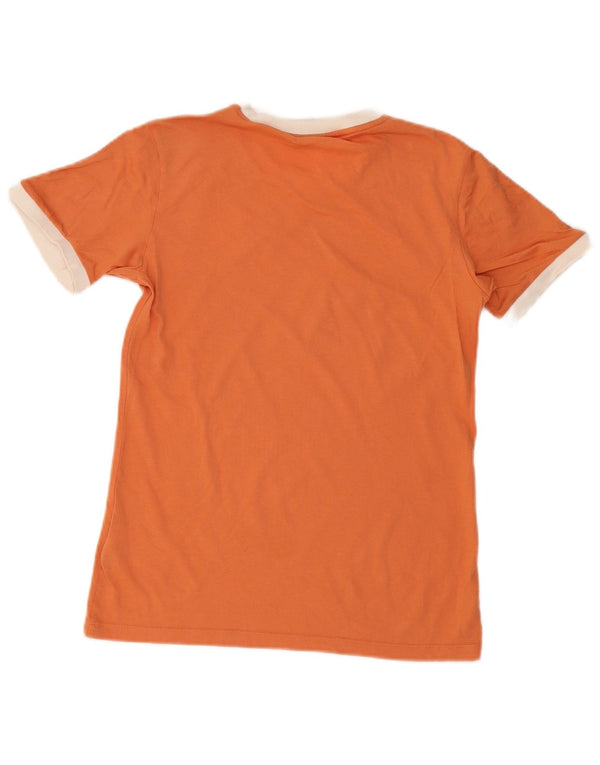 Adidas Damen T-Shirt Top UK 12 Medium Orange Baumwolle