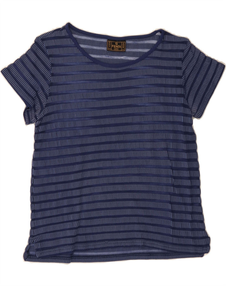 FENDI Womens See Through Top UK 12 Medium Blue Striped Vintage Fendi and Second-Hand Fendi from Messina Hembry 
