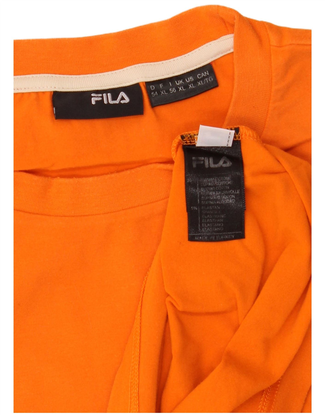 Fila Herren T-Shirt Top XL Orange Colourblock Baumwolle