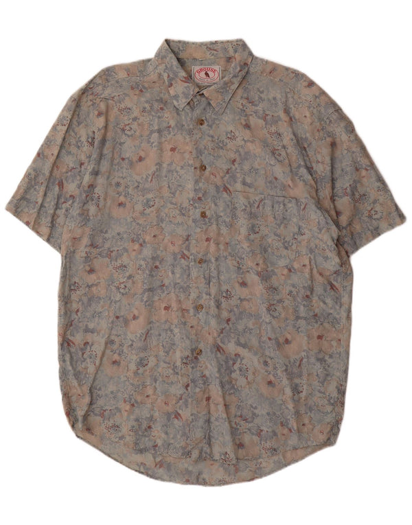 VINTAGE Herren Kurzarmhemd XL Mehrfarbiges Blumen-Rayon