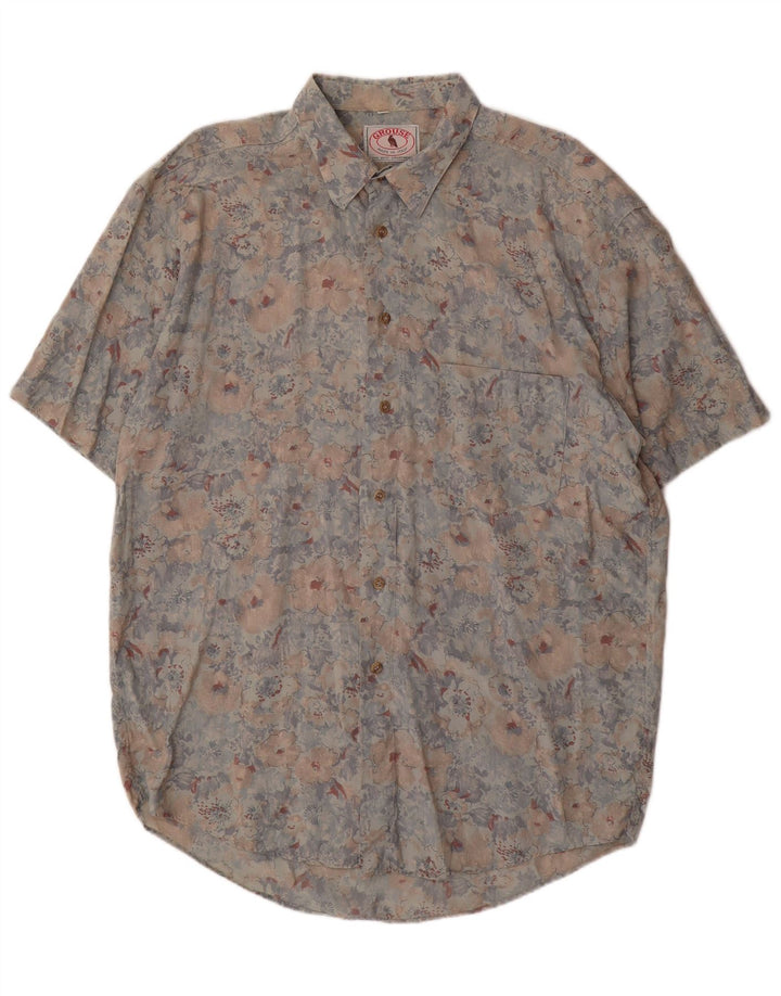 VINTAGE Herren Kurzarmhemd XL Mehrfarbiges Blumen-Rayon