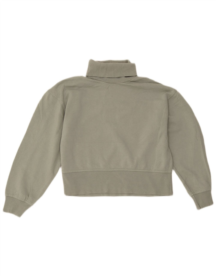 Zara Damen Crop Sweatshirt Pullover UK 14 Mittelgrüne Baumwolle