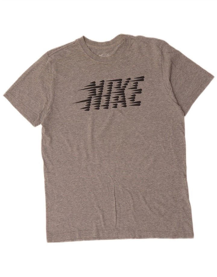 Nike Herren-T-Shirt mit normaler Passform, mittelgrau gefleckter Baumwolle