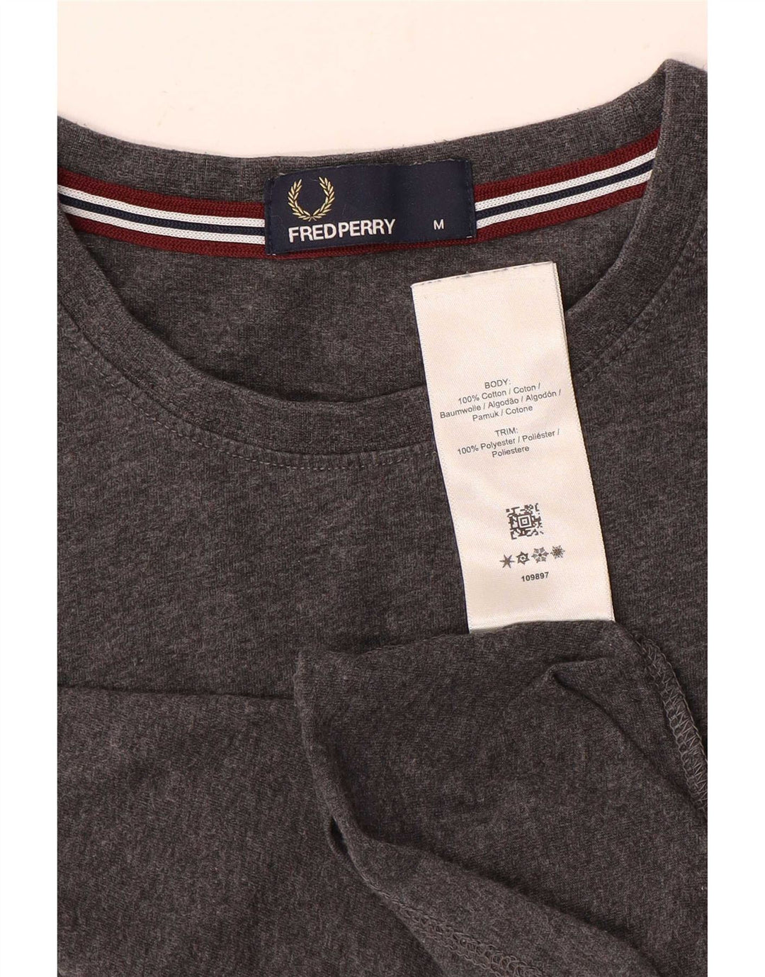 Fred Perry Herren-T-Shirt-Oberteil aus mittelgrau gesprenkelter Baumwolle