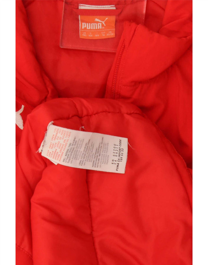 Puma Wattierte Jacke für Jungen, 13–14 Jahre, rotes Farbblock-Polyester