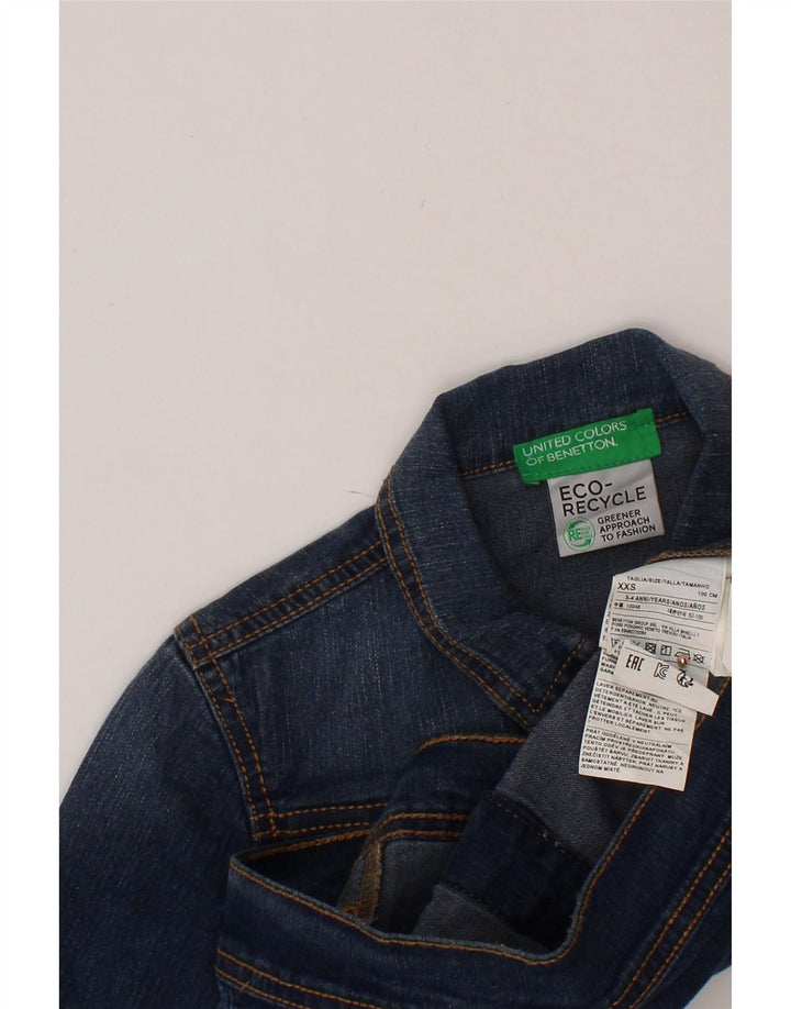 BENETTON Jeansjacke für Jungen, 3–4 Jahre, 2XS, blaue Baumwolle