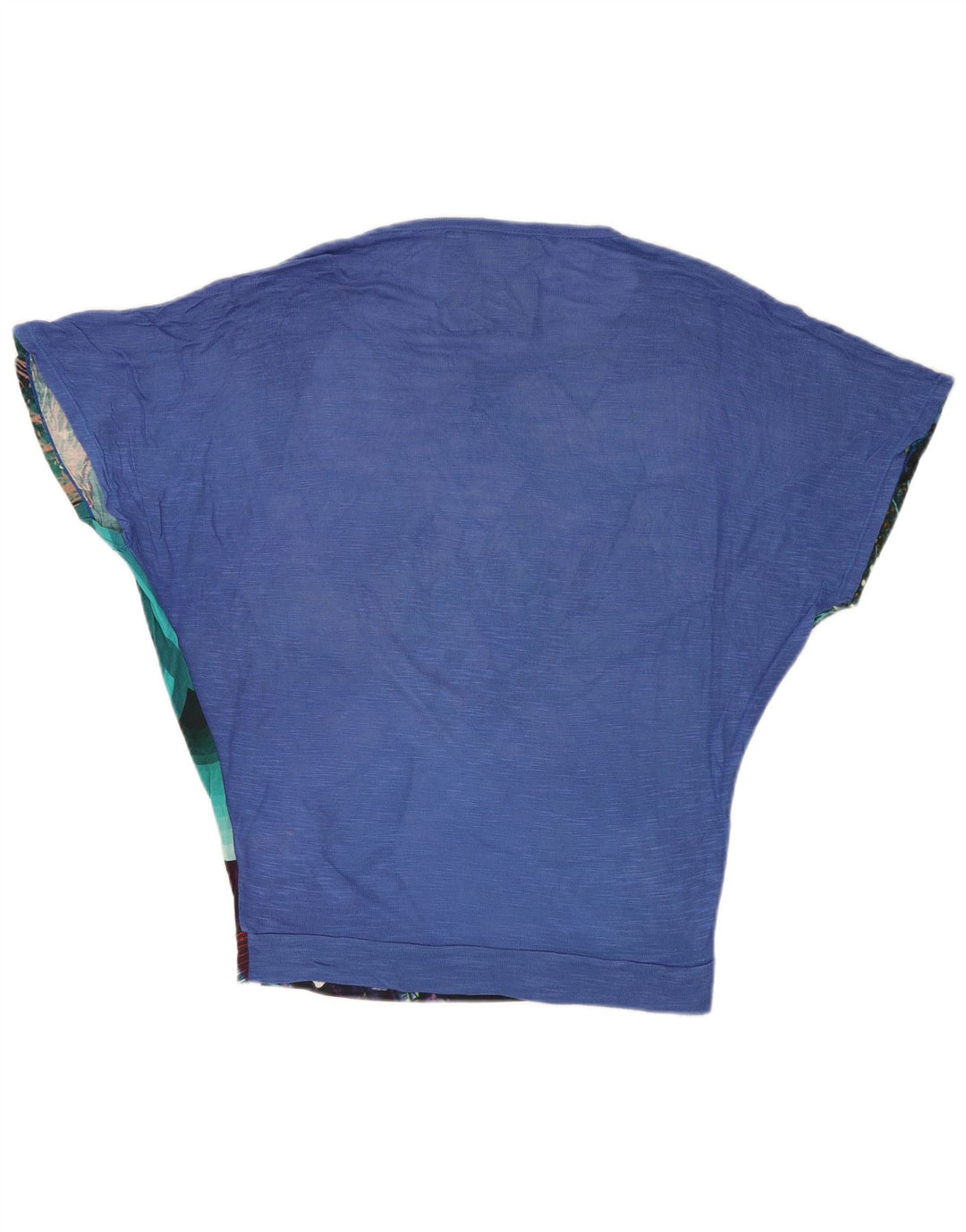 DESIGUAL Damen-Blusenoberteil mit Fledermausärmeln, Gr. 10, klein, Viskose mit blauem Blumenmuster