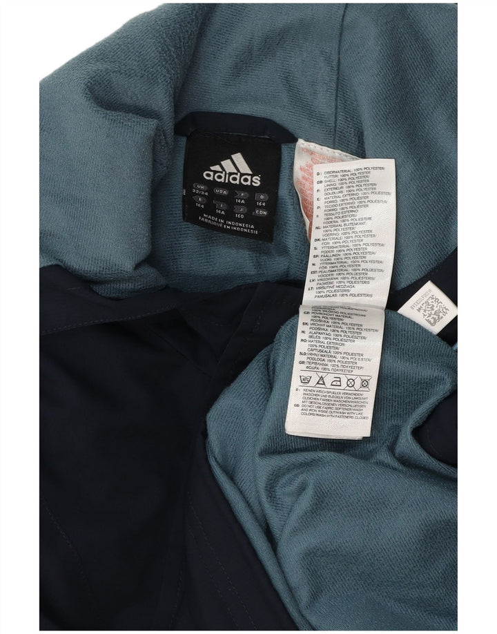 ADIDAS Jungen-Anorak-Regenjacke mit Kapuze, 13–14 Jahre, marineblaues Polyester