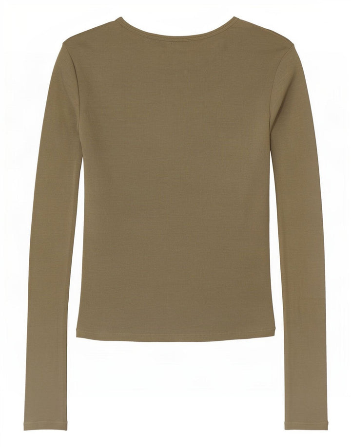 Zara Damen Top Langarm UK 12 Medium Khaki