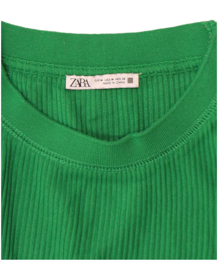 ZARA Damen Top Langarm UK 14 Mittelgrün