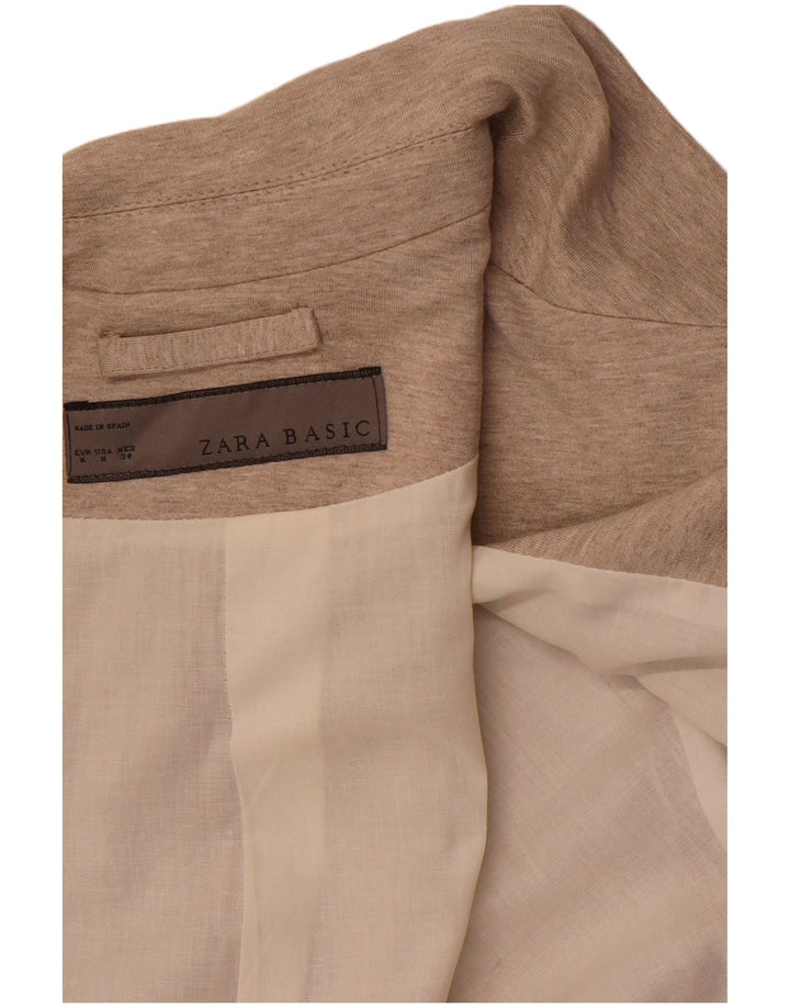 ZARA Damen 1-Knopf-Blazerjacke UK 12 Mittelbraun