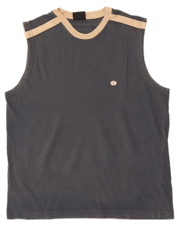 CHAMPION Herren-Trägershirt, groß, graue Farbblock-Baumwolle