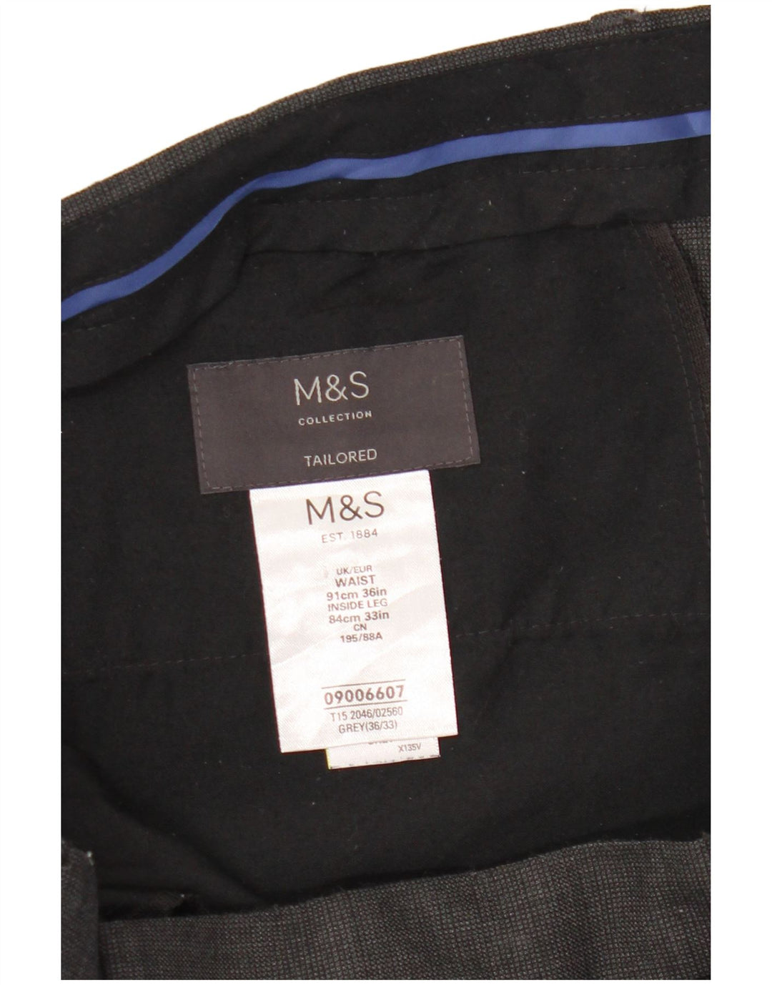 Maßgeschneiderte Slim-Anzughose für Herren von Marks & Spencer, W36 L33, grau karierte Wolle
