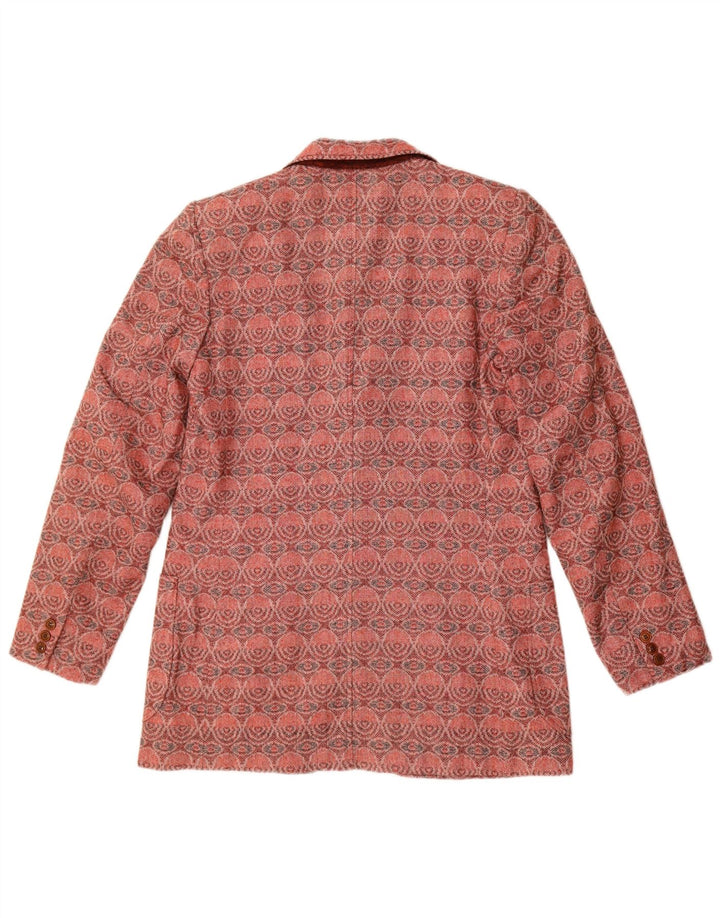 Vintage Damen 3-Knopf-Blazerjacke UK 14 Mittelrot geometrisch