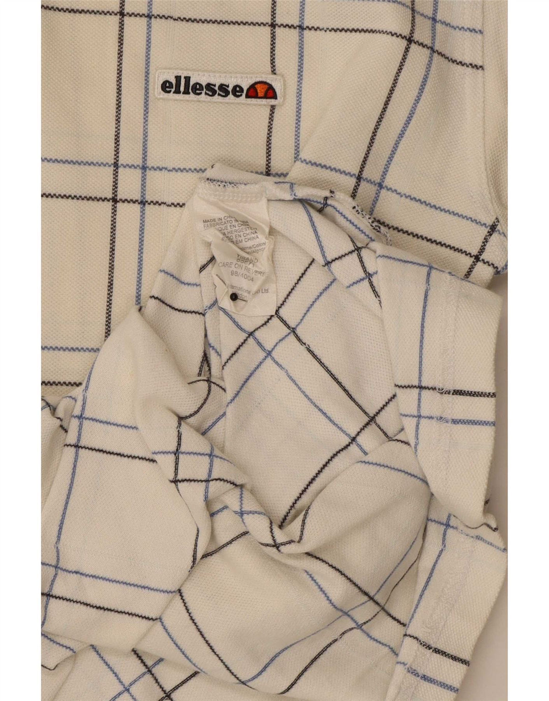 Ellesse Herren-Poloshirt, mittelweiß, kariert, Baumwolle